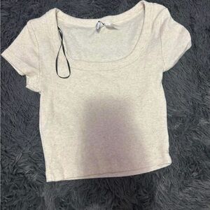 H&M Cream Ribbed Crop Top
